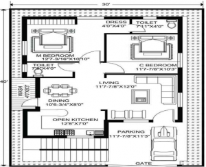 Low Cost two bedroom house plan with garage